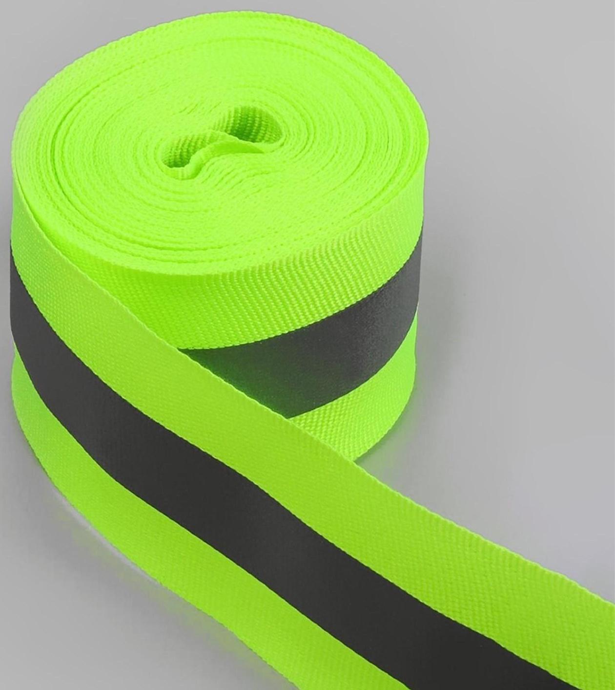 Светоотражающая лента-стропа, 40 мм, 5 ± 1 м, цвет салатовый