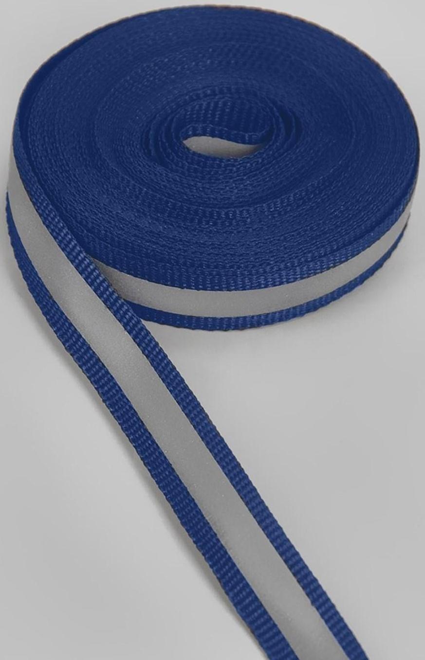 Светоотражающая лента-стропа, 10 мм, 5 ± 1 м, цвет тёмно-синий