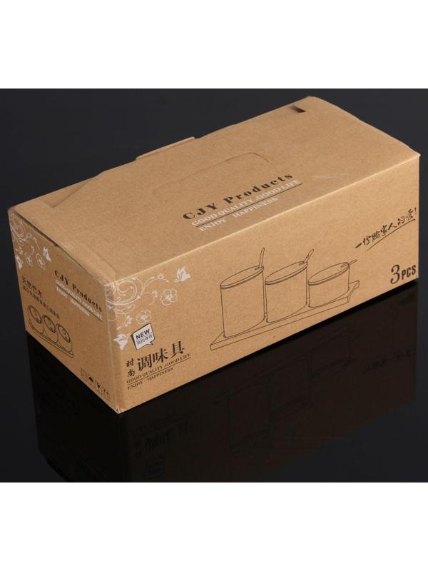 Набор банок для сыпучих продуктов Доляна «Эстет», 3 банки: 200 мл, 250 мл, 350 мл, 3 ложки, на подставке