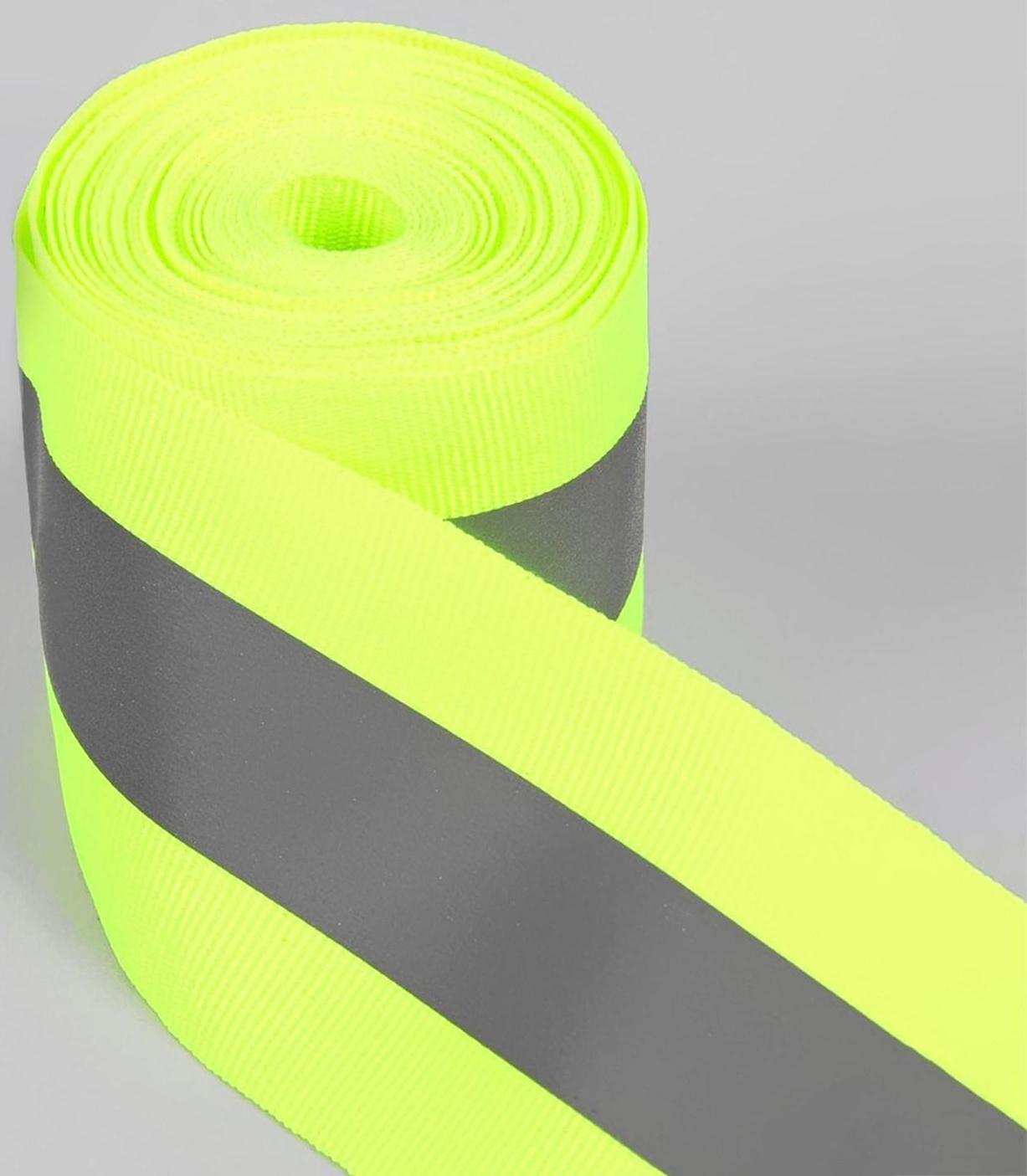 Светоотражающая лента-стропа, 50 мм, 5 ± 1 м, цвет салатовый