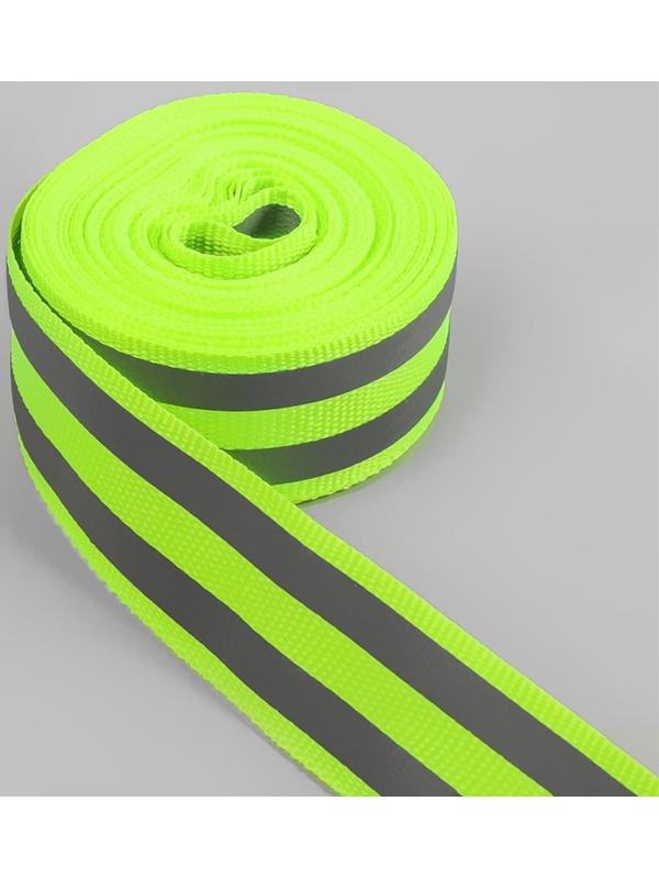 Светоотражающая лента-стропа, 20 мм, 5 ± 1 м, 2 полосы, цвет салатовый