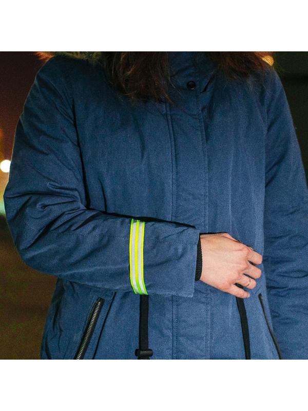 Светоотражающая лента-стропа, 20 мм, 5 ± 1 м, 2 полосы, цвет салатовый