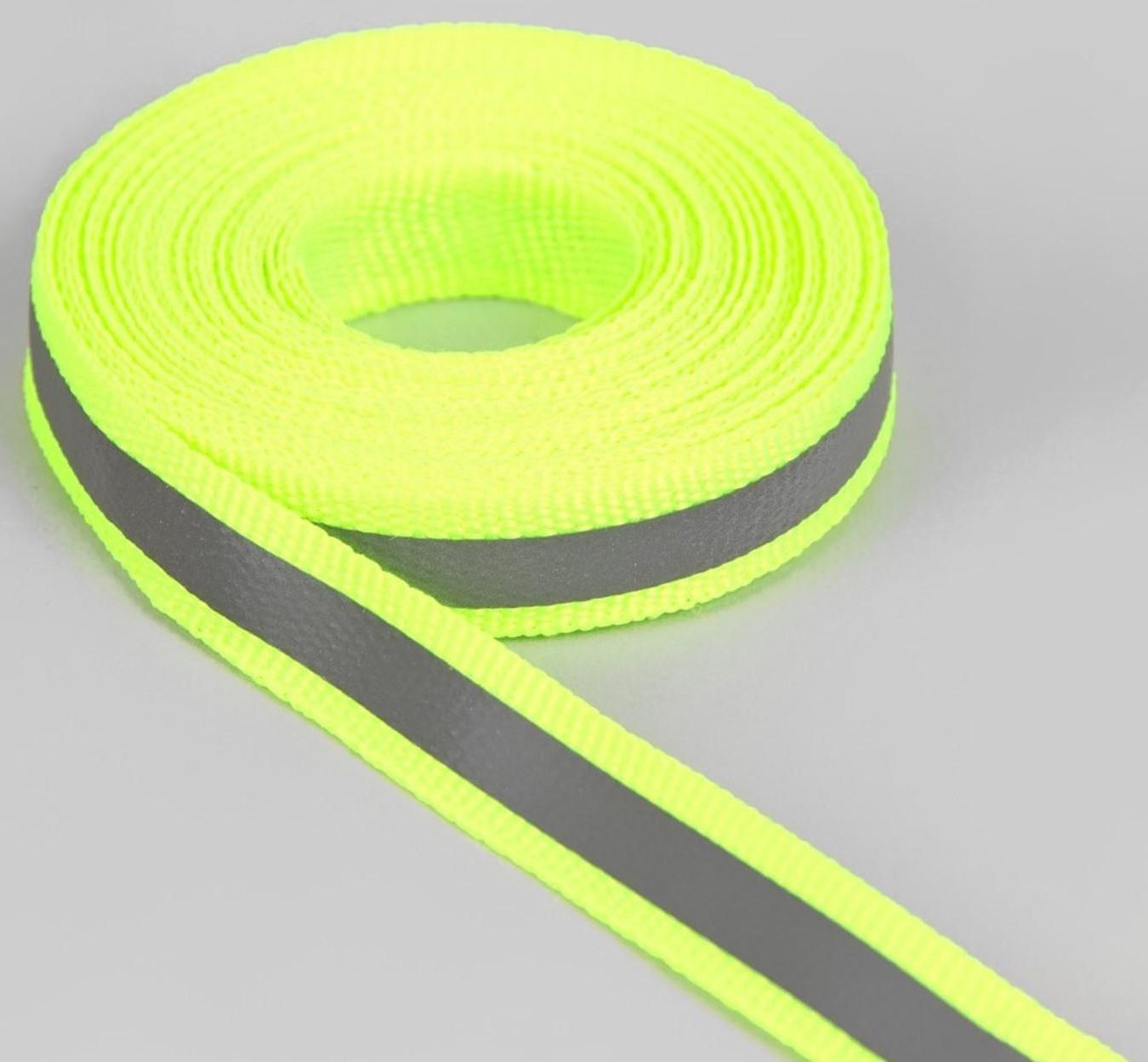 Светоотражающая лента-стропа, 10 мм, 5 ± 1 м, цвет салатовый