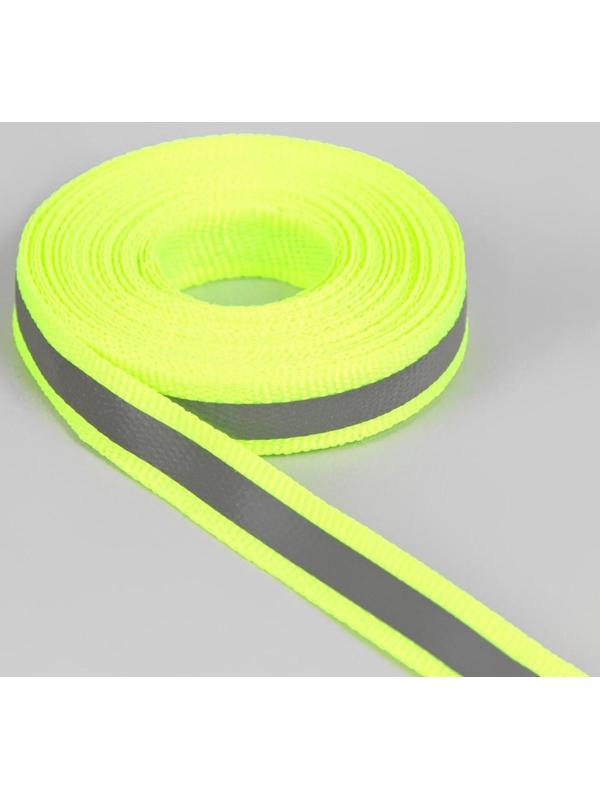 Светоотражающая лента-стропа, 10 мм, 5 ± 1 м, цвет салатовый