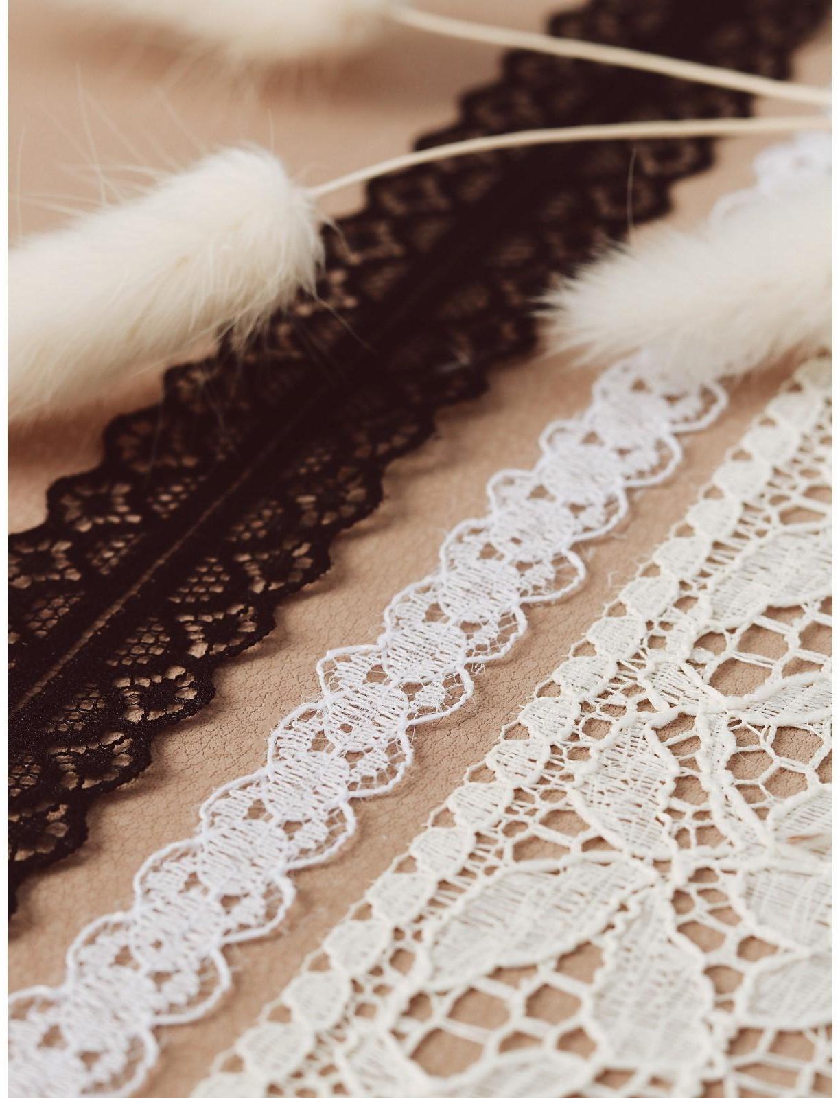 Кружево капроновое, 30 мм × 10 ± 1 м, цвет чёрный