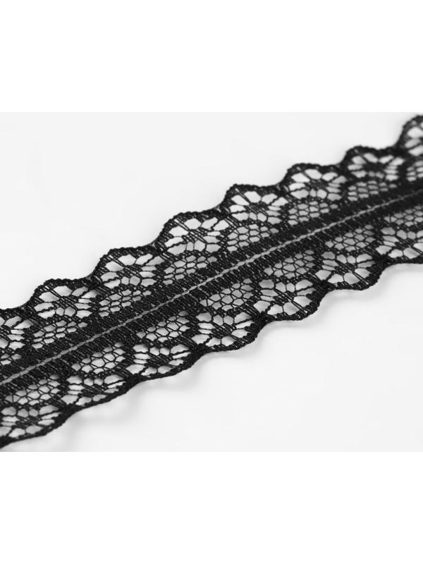 Кружево капроновое, 30 мм × 10 ± 1 м, цвет чёрный