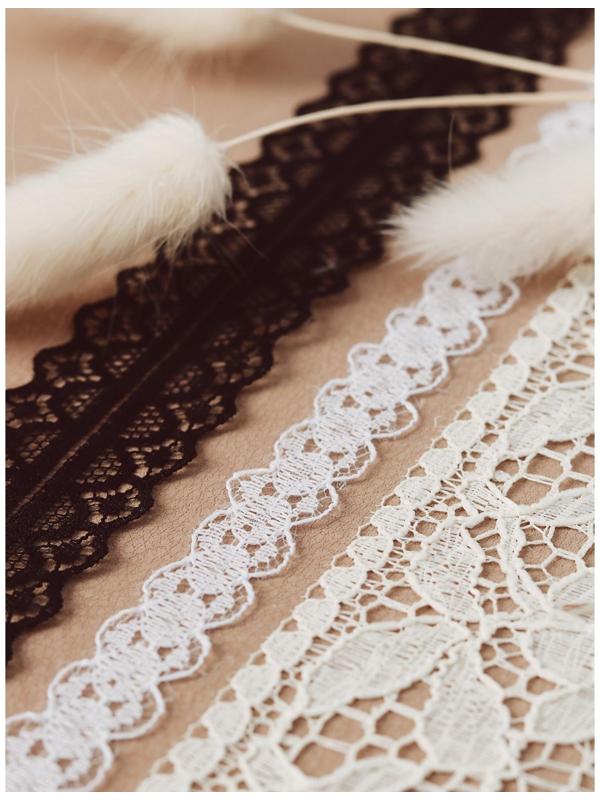 Кружево капроновое, 30 мм × 10 ± 1 м, цвет чёрный