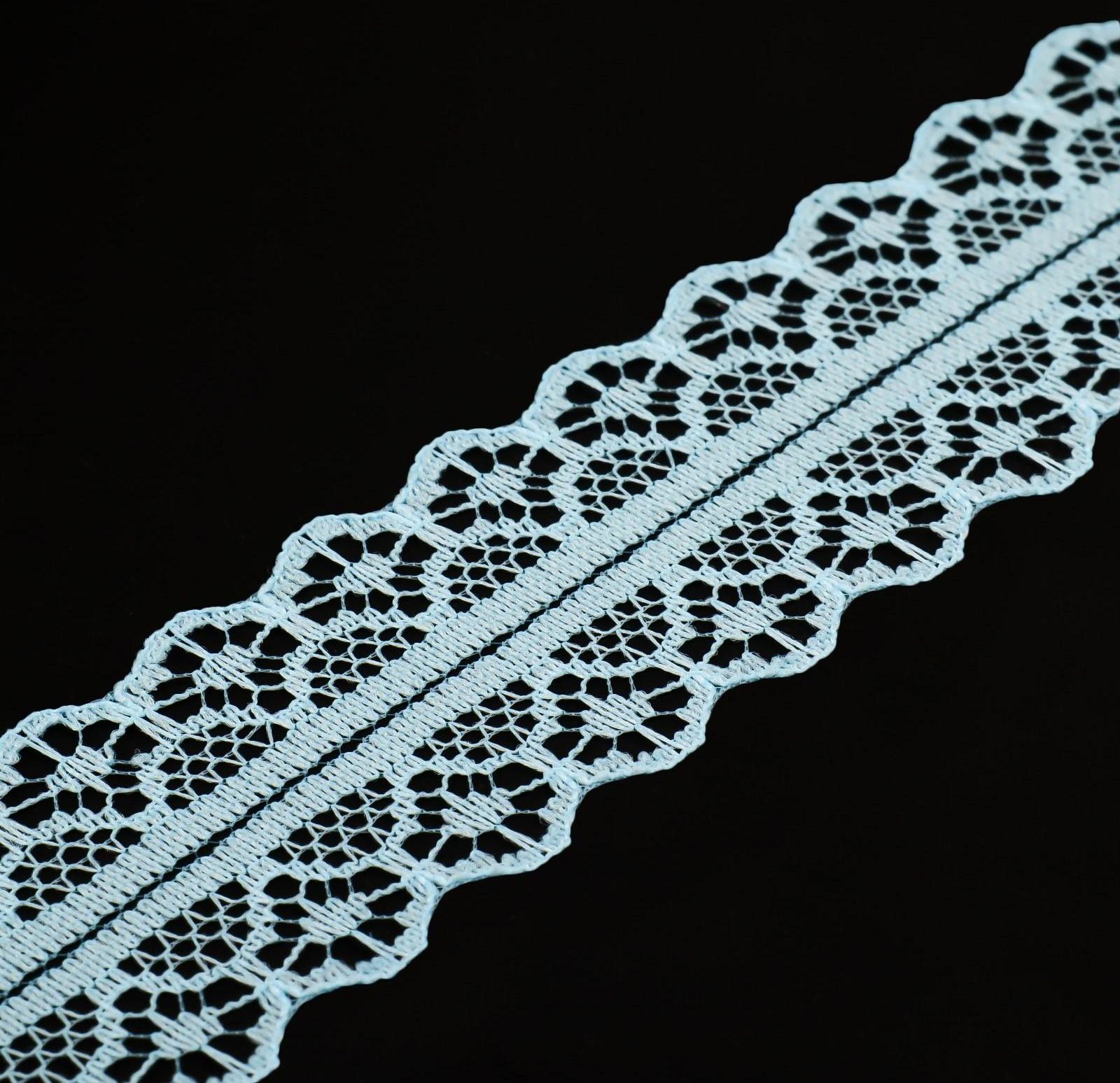 Кружево капроновое, 30 мм × 10 ± 1 м, цвет голубой
