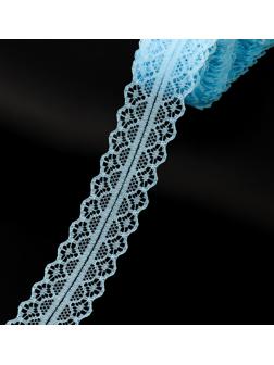 Кружево капроновое, 30 мм × 10 ± 1 м, цвет голубой