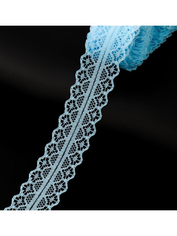 Кружево капроновое, 30 мм × 10 ± 1 м, цвет голубой