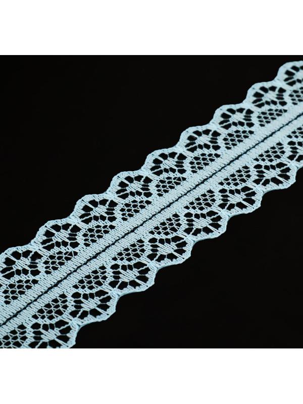 Кружево капроновое, 30 мм × 10 ± 1 м, цвет голубой