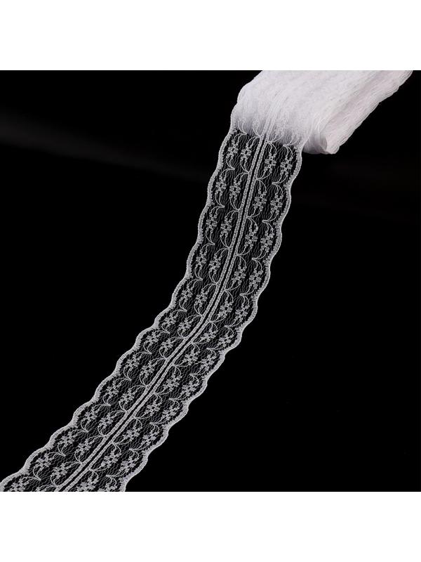 Кружево капроновое, 45 мм × 10 ± 1 м, цвет кипенно-белый