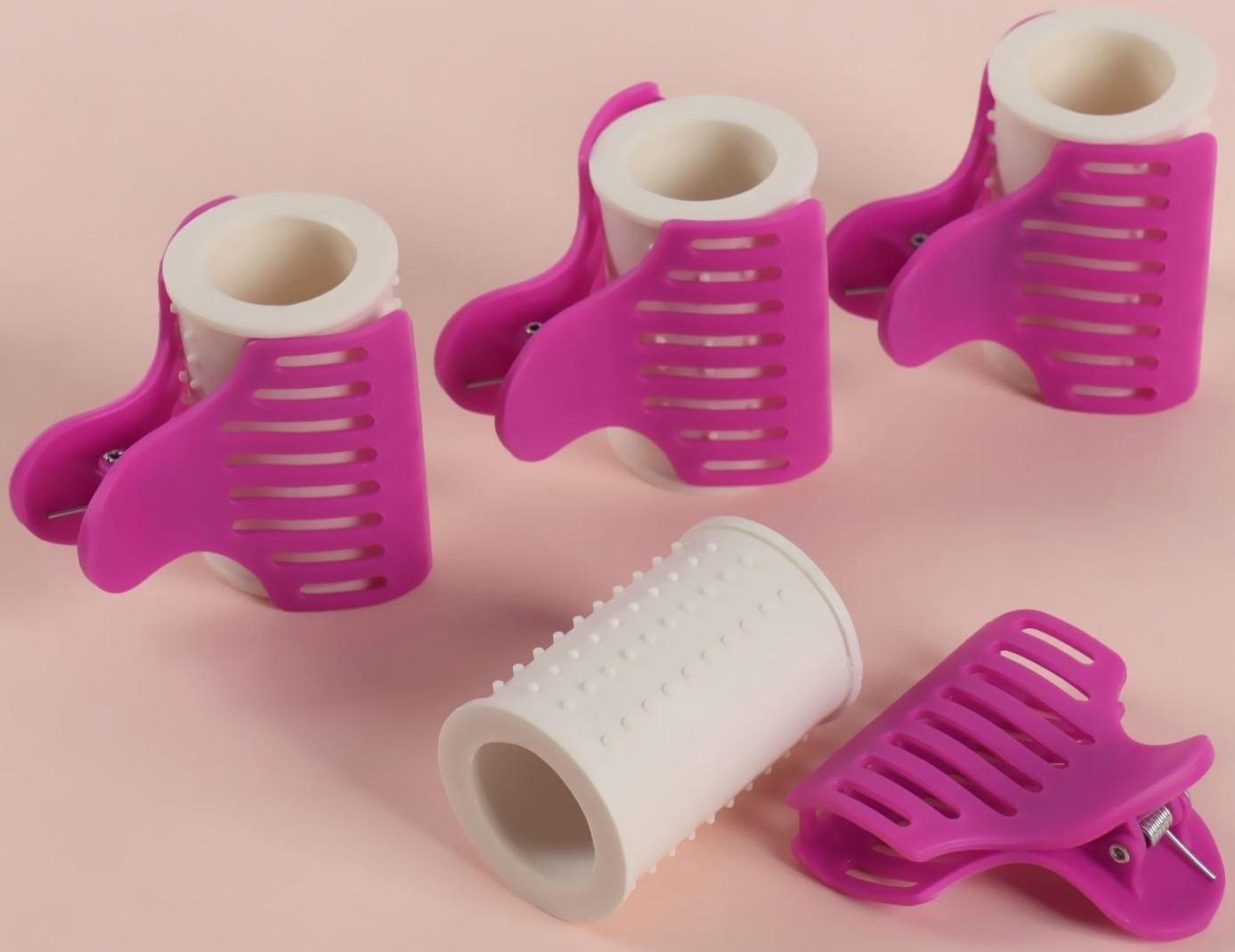 Термобигуди с крабом, d = 3,8 см, 4 шт, цвет красный