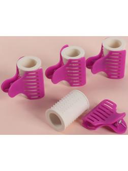 Термобигуди с крабом, d = 3,8 см, 4 шт, цвет красный