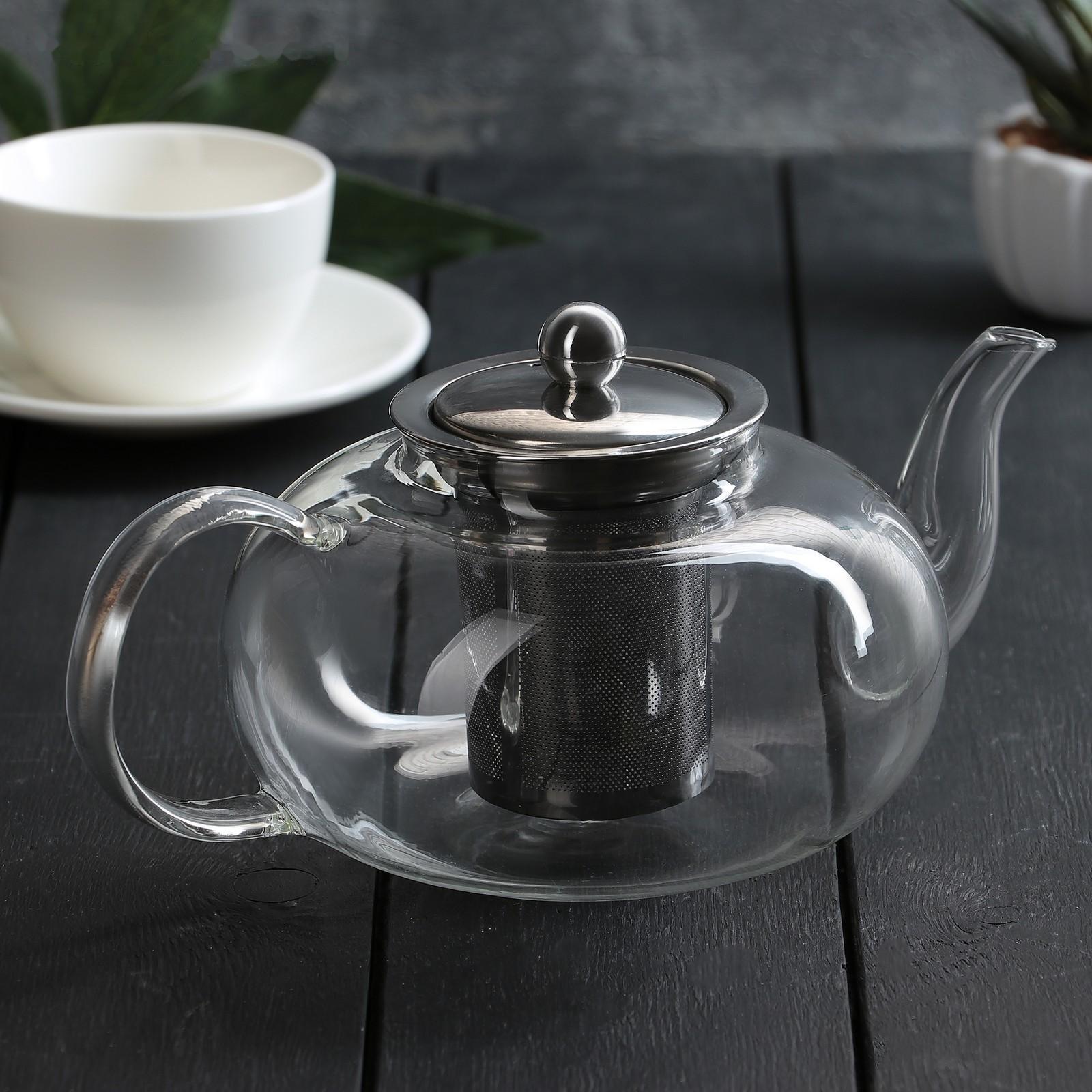 Чайник стеклянный заварочный «Калиопа», 1 л, металлическое сито