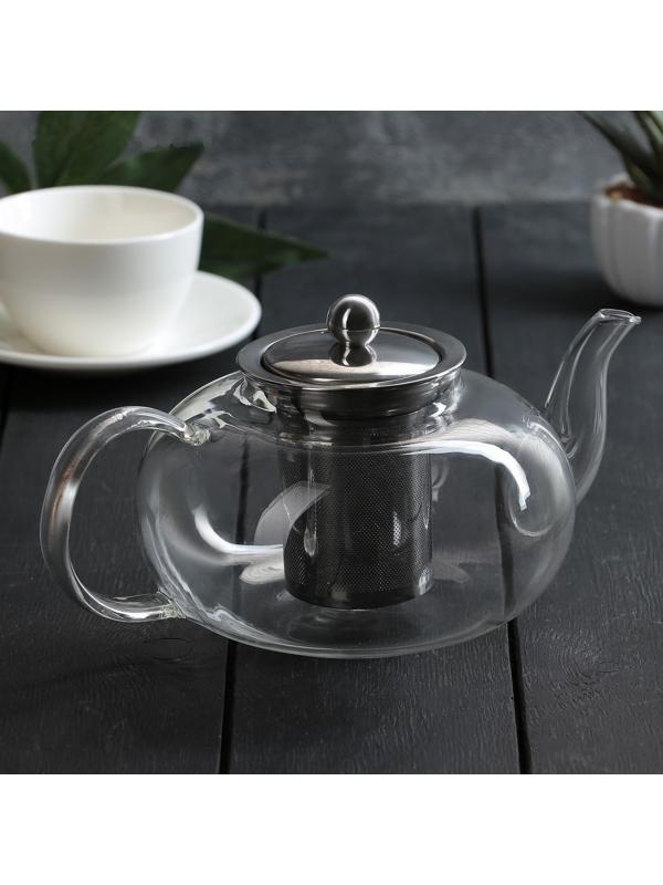 Чайник стеклянный заварочный «Калиопа», 1 л, металлическое сито