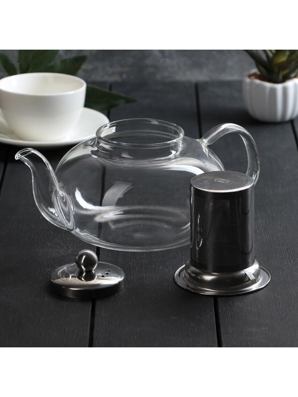 Чайник стеклянный заварочный «Калиопа», 1 л, металлическое сито