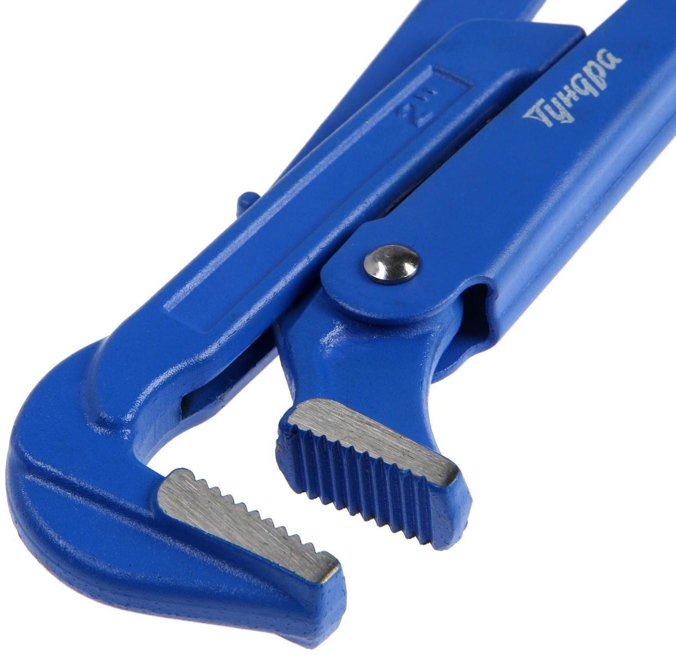 Ключ трубный рычажный ТУНДРА, плоский зажим 90°, раскрытие до 65 мм, №3, 2