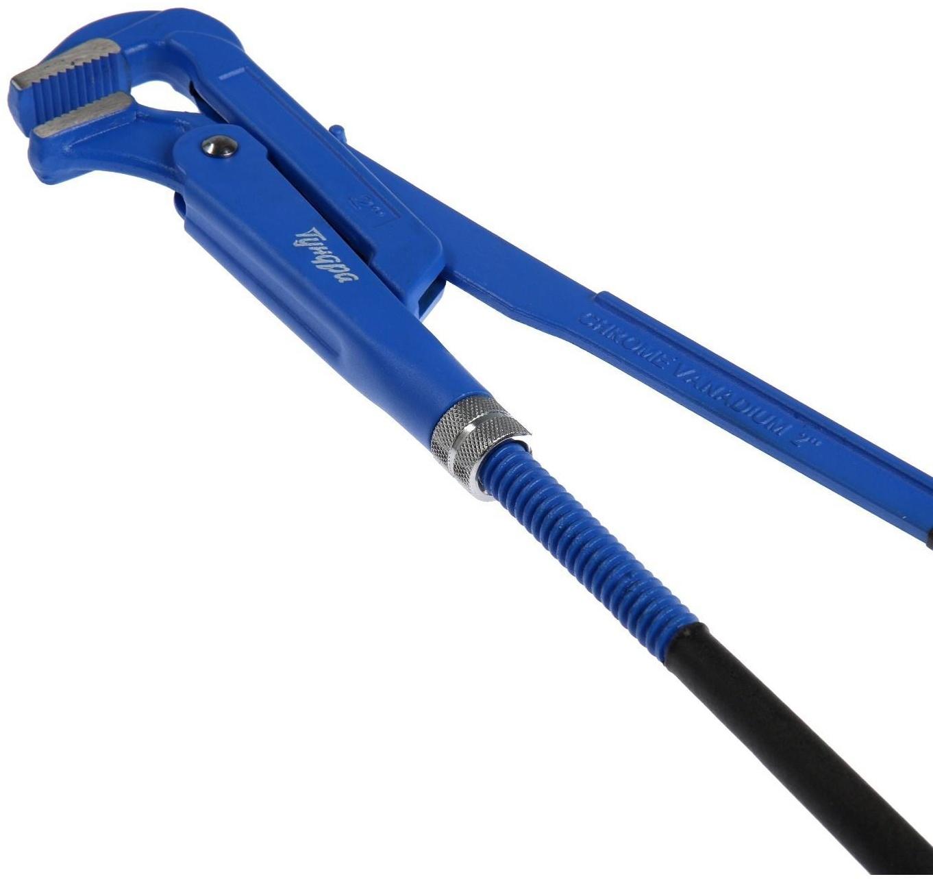 Ключ трубный рычажный ТУНДРА, плоский зажим 90°, раскрытие до 65 мм, №3, 2