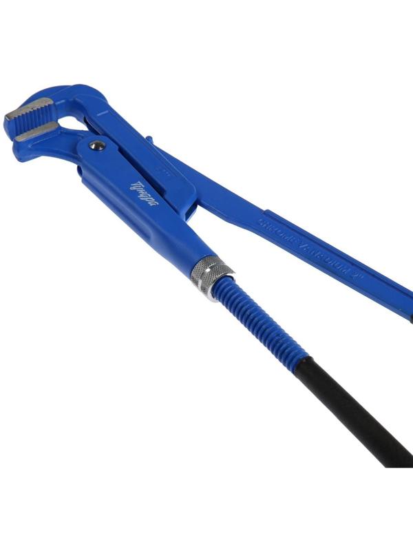 Ключ трубный рычажный ТУНДРА, плоский зажим 90°, раскрытие до 65 мм, №3, 2