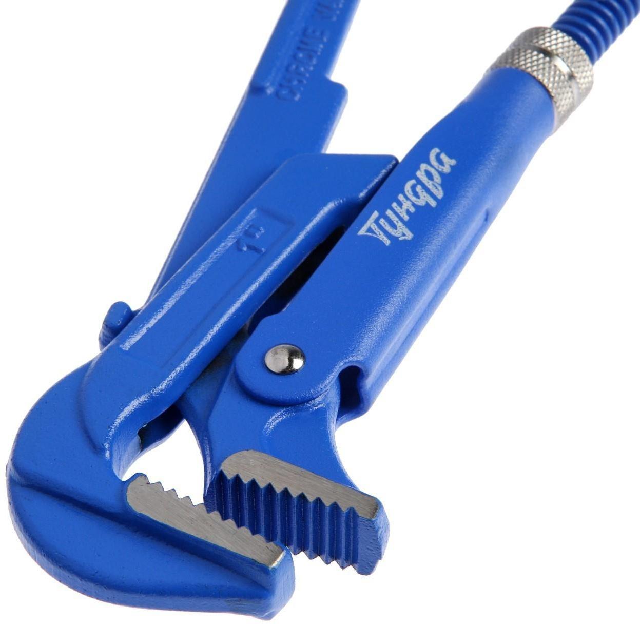 Ключ трубный рычажный ТУНДРА, плоский зажим 90°, раскрытие до 35 мм, №1, 1