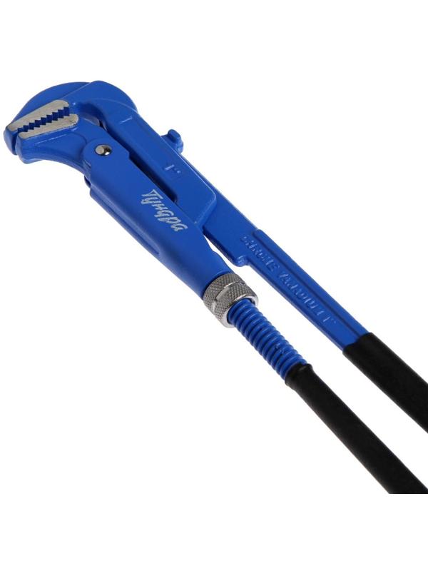 Ключ трубный рычажный ТУНДРА, плоский зажим 90°, раскрытие до 35 мм, №1, 1