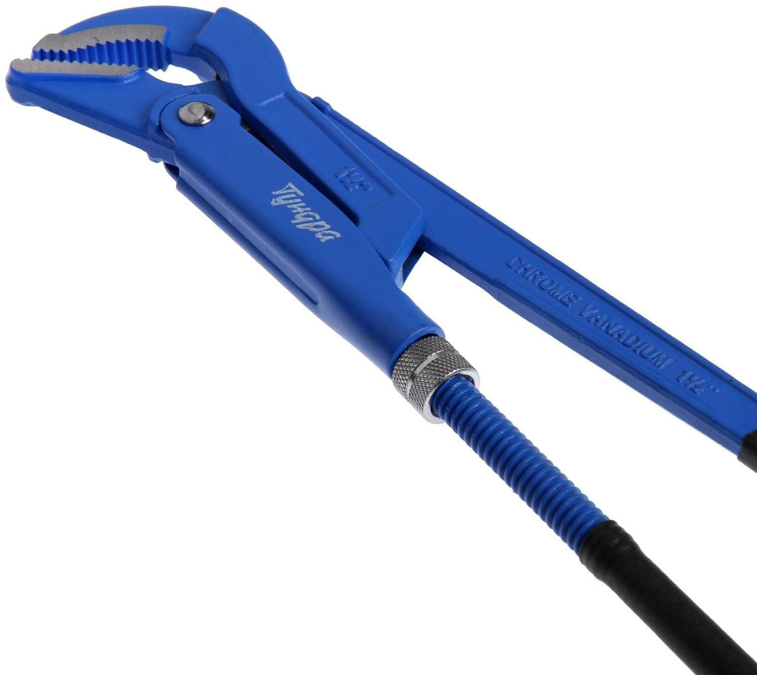 Ключ трубный рычажный ТУНДРА, полукруглый зажим 45°, раскрытие до 50 мм, №2, 1 1/2