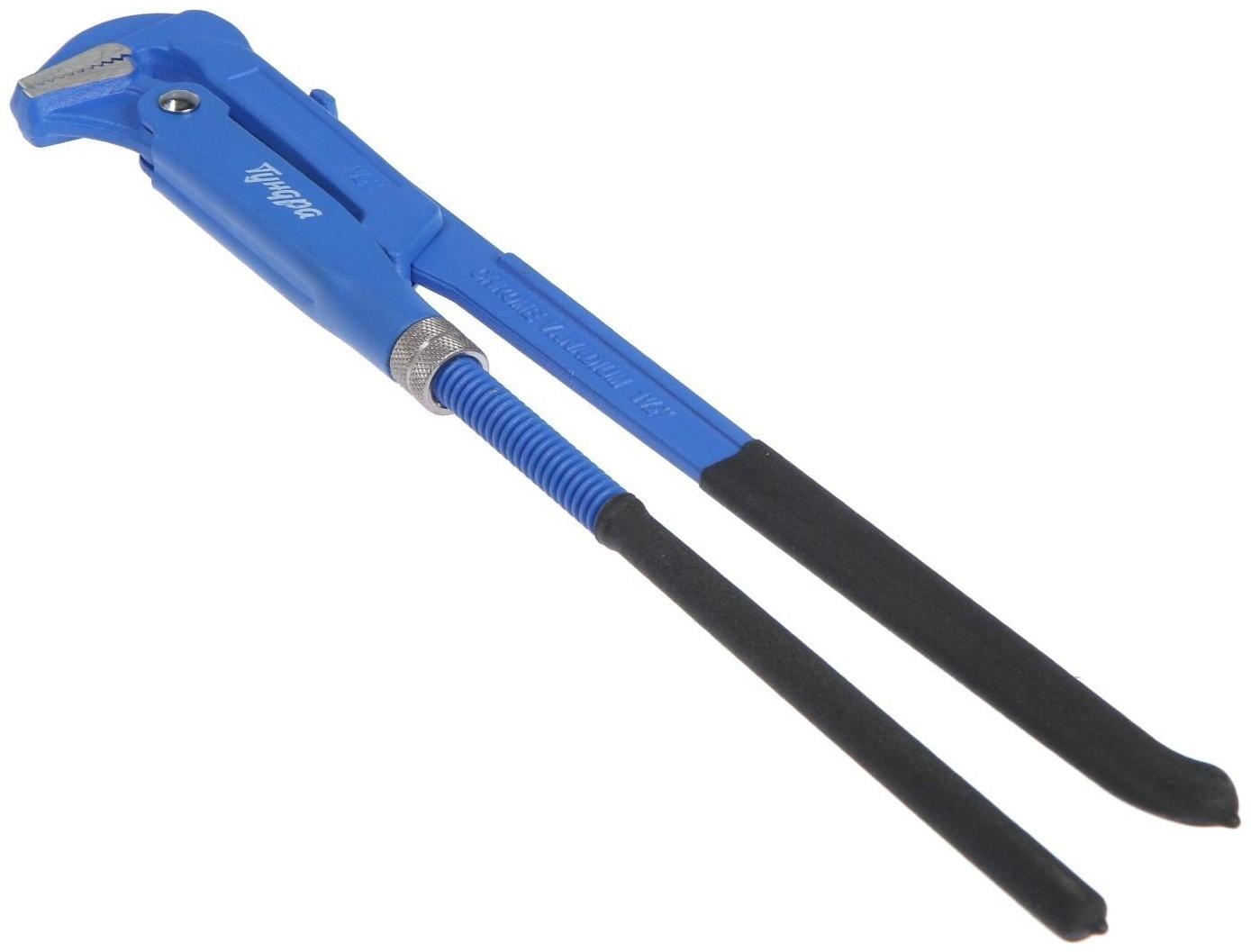 Ключ трубный рычажный ТУНДРА, плоский зажим 90°, раскрытие до 50 мм, №2, 1 1/2