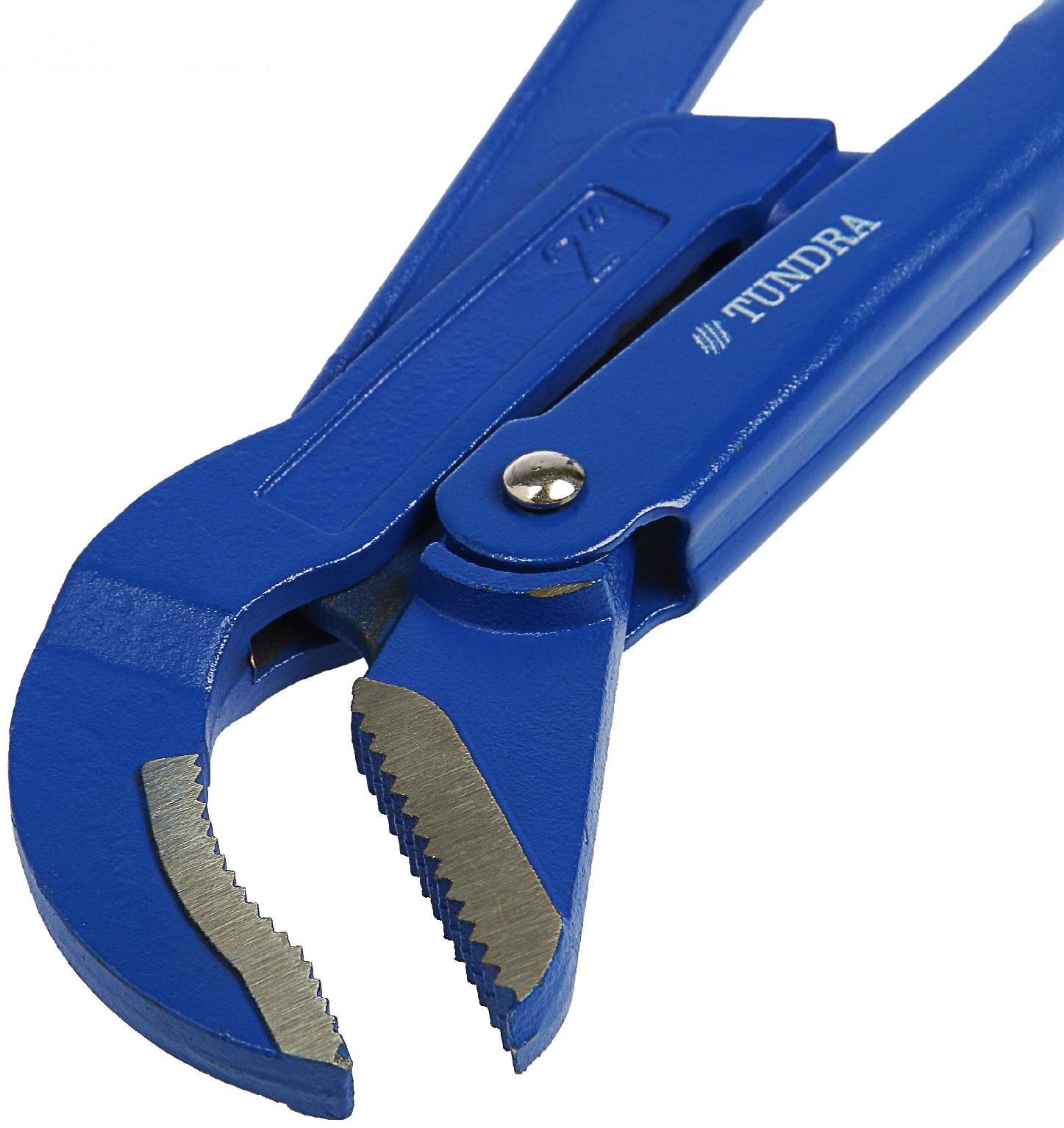 Ключ трубный рычажный ТУНДРА, полукруглый зажим 45°, раскрытие до 65 мм, №3, 2