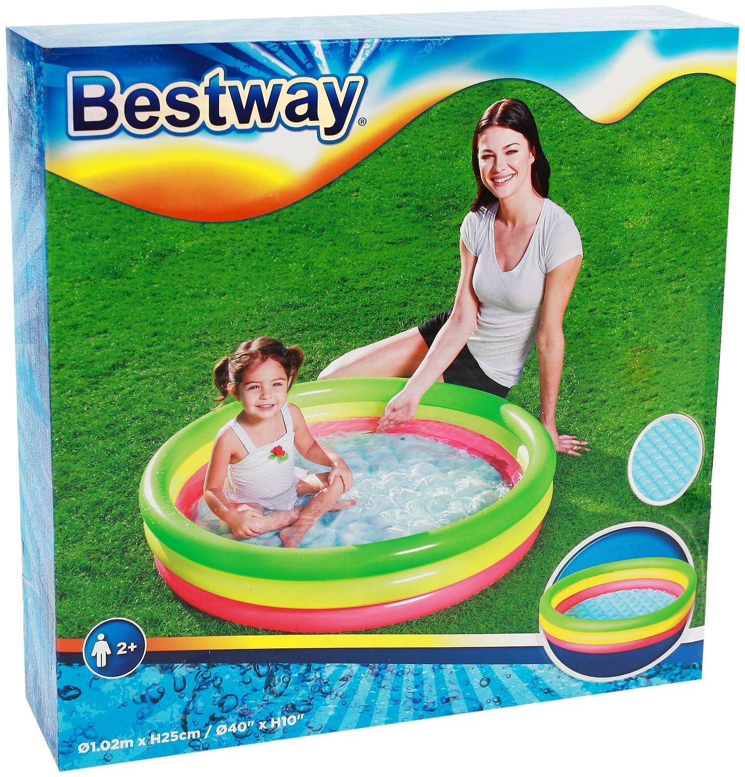 Бассейн надувной «Радуга», 102 х 25 см, от 2 лет, 51104 Bestway