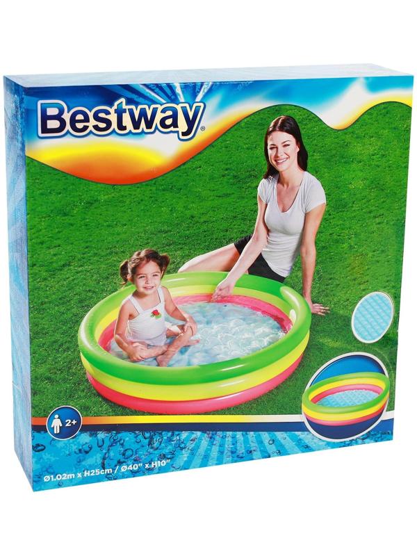Бассейн надувной «Радуга», 102 х 25 см, от 2 лет, 51104 Bestway