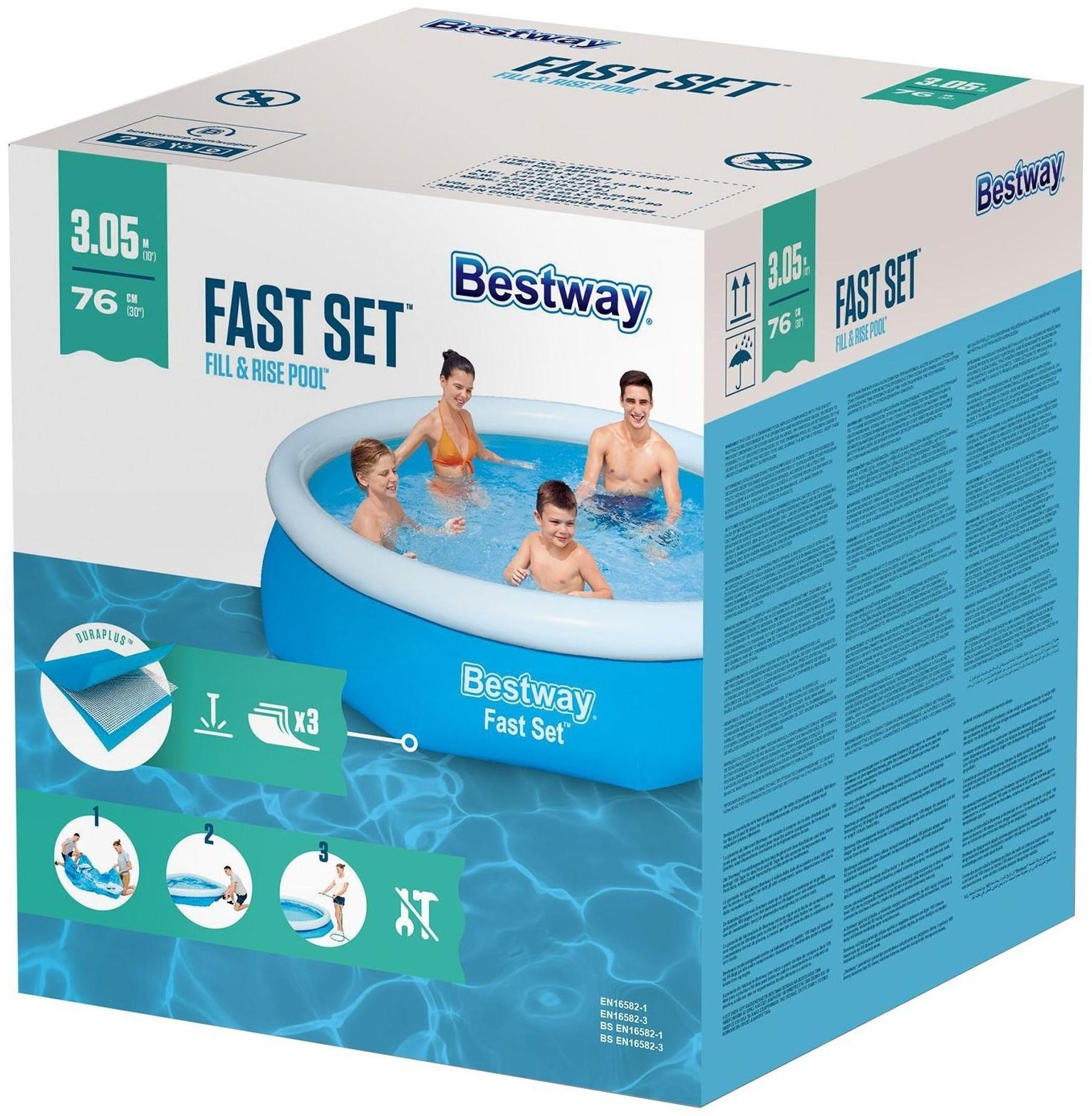 Бассейн надувной Fast Set, 305 х 76 см, от 6 лет, 57266 Bestway