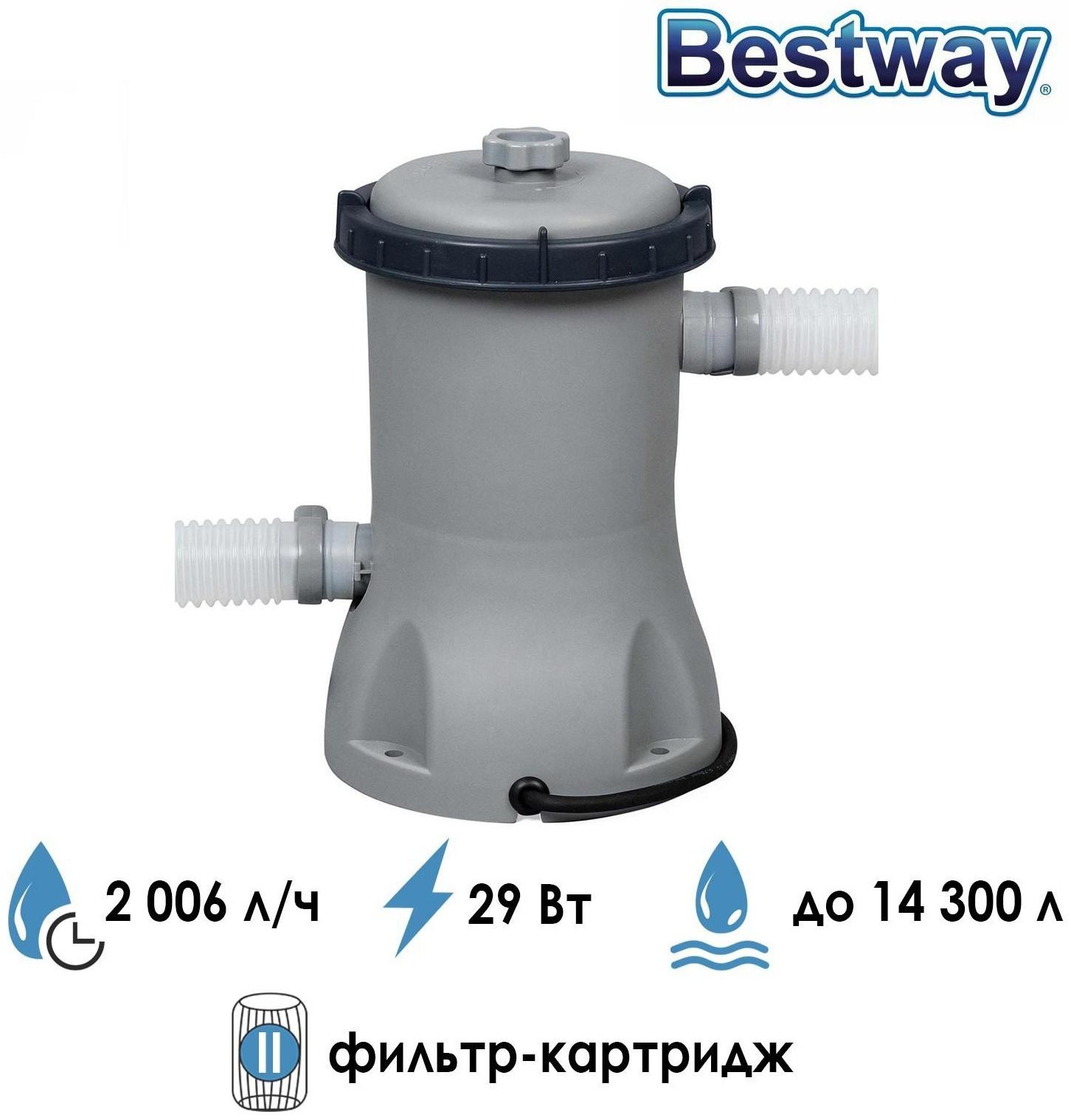 Фильтр-насос для бассейнов, с картриджем «II», 2006 л/ч, 58383 Bestway