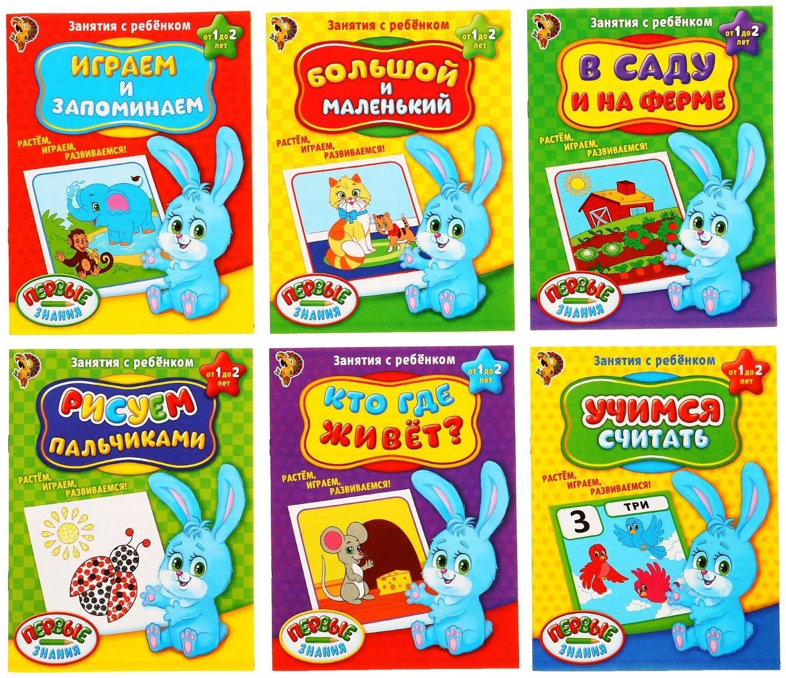 Обучающие книги «Полный годовой курс. Серия от 1 до 2 лет», 6 книг по 16 стр., в папке