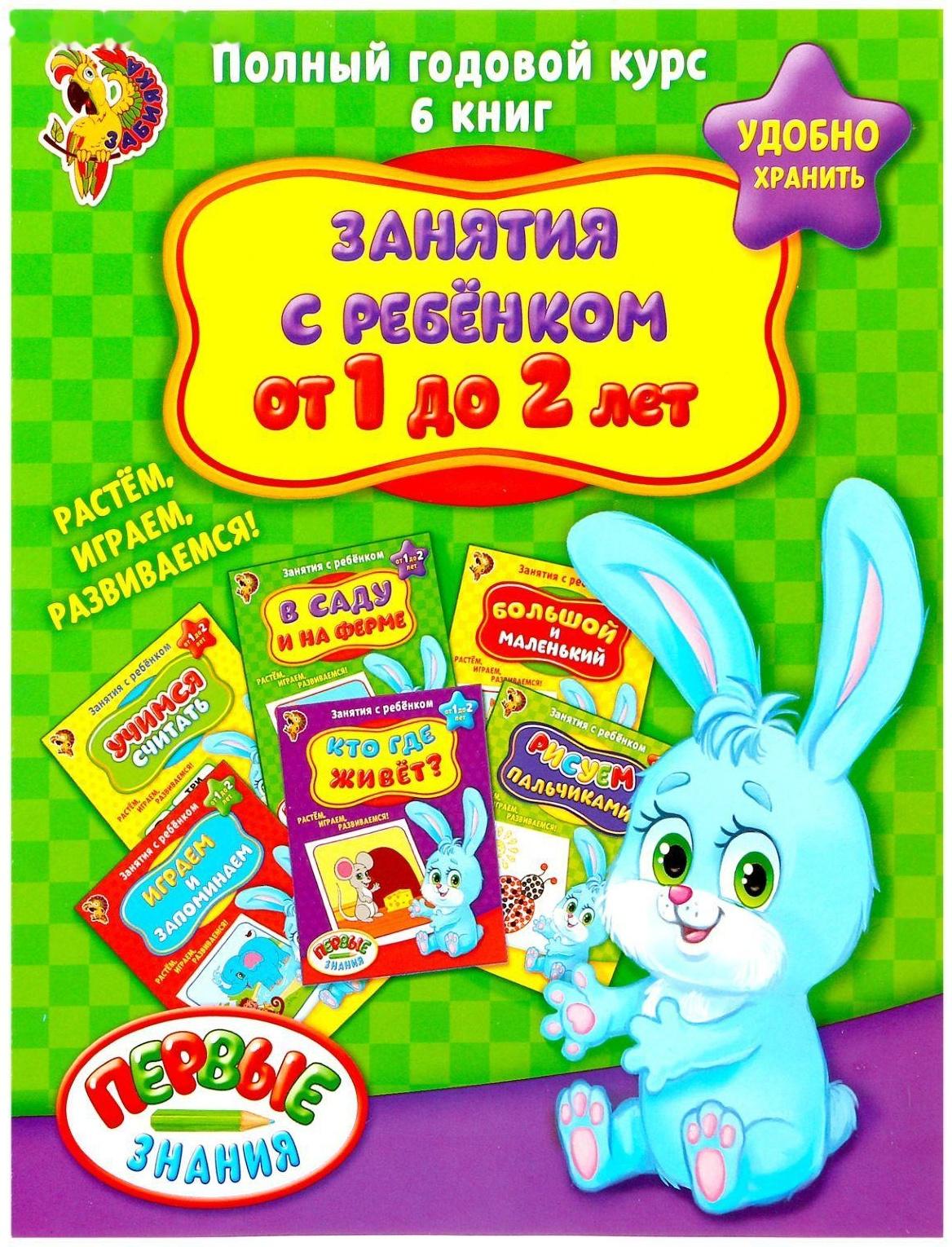 Обучающие книги «Полный годовой курс. Серия от 1 до 2 лет», 6 книг по 16 стр., в папке