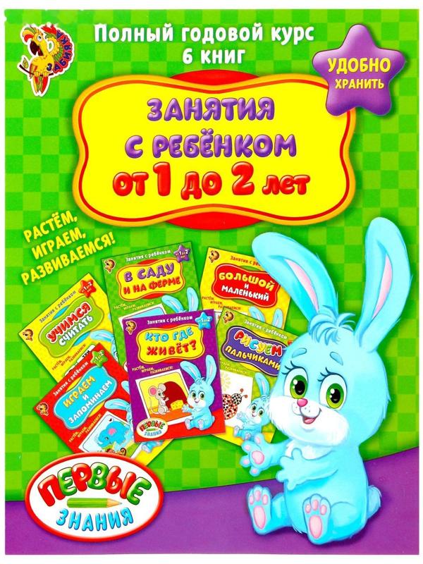Обучающие книги «Полный годовой курс. Серия от 1 до 2 лет», 6 книг по 16 стр., в папке