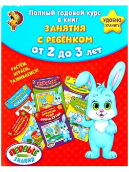 Обучающие книги «Полный годовой курс. Серия от 2 до 3 лет», 6 книг по 16 стр., в папке