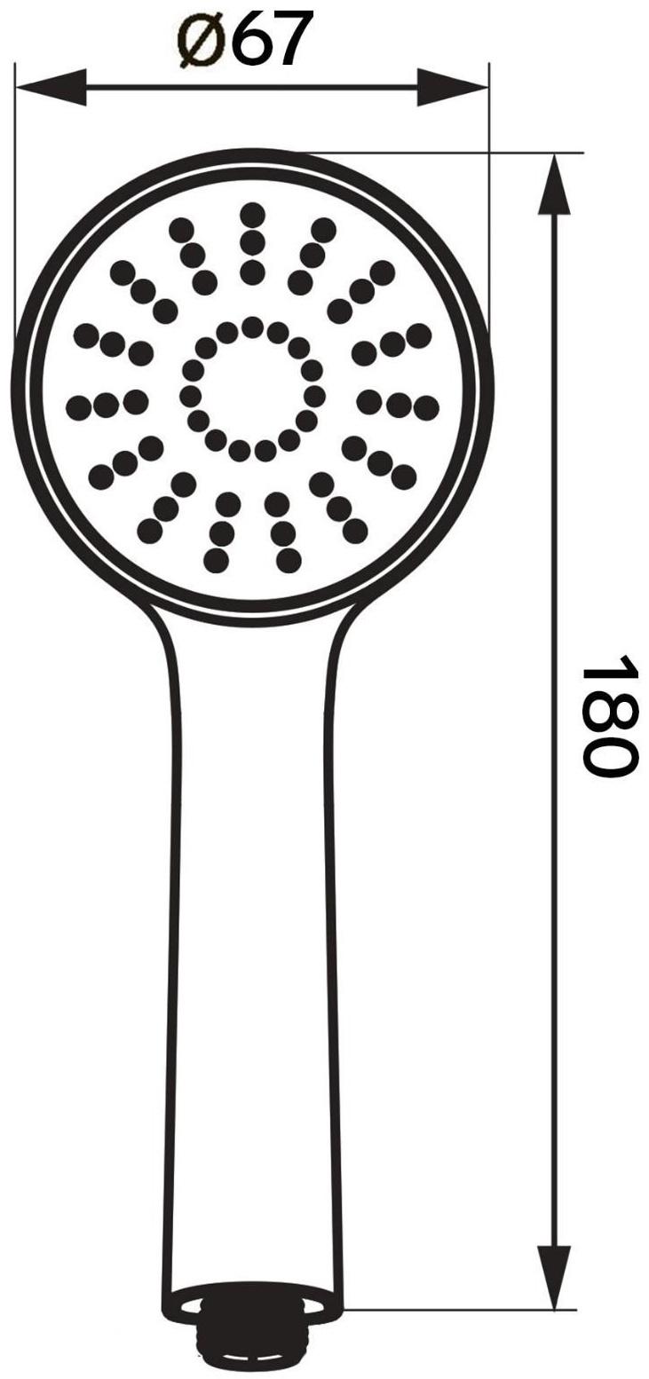 Душевая лейка LD-P-01-003, пластик, 1 режим, хром