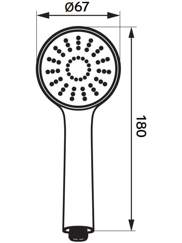 Душевая лейка LD-P-01-003, пластик, 1 режим, хром