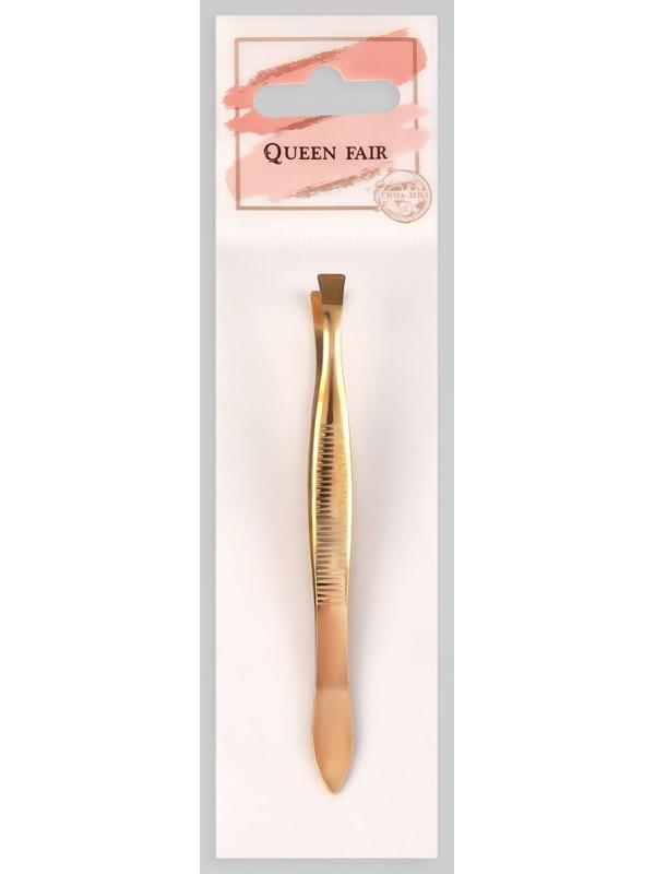 Пинцет прямой, широкий, 8,5 см, цвет золотистый