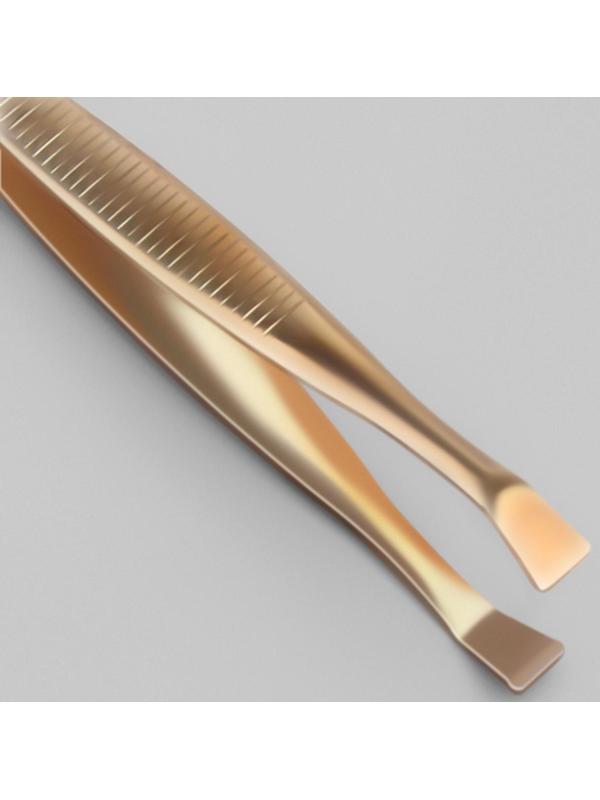 Пинцет прямой, широкий, 8,5 см, цвет золотистый