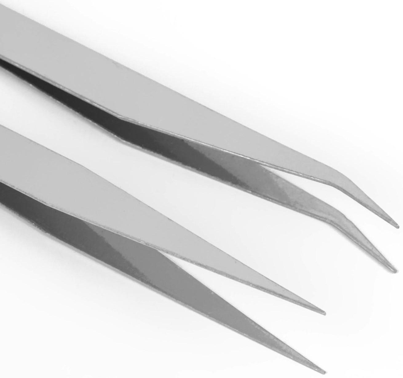 Набор пинцетов для рукоделия, 2 шт, цвет серебряный