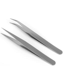 Набор пинцетов для рукоделия, 2 шт, цвет серебряный