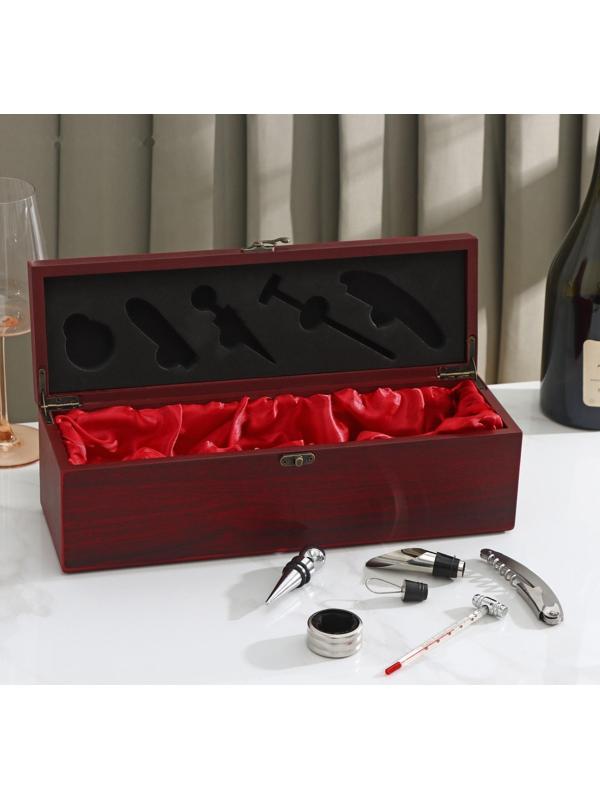 Набор для вина «Ла-Манш», 6 предметов: кейс для бутылки, каплеуловитель, кольцо, штопор, термометр, пробка