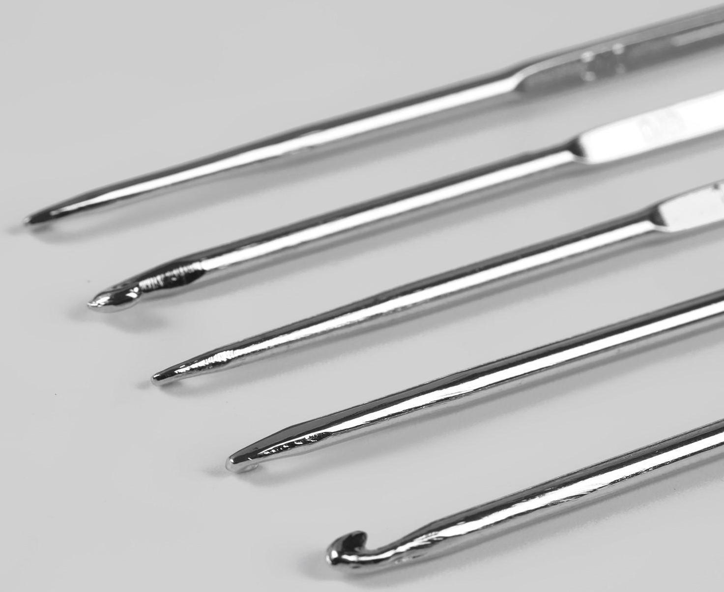 Набор двухсторонних крючков для вязания, 13 см, диаметр 0,5-3 мм МИКС, 5 шт