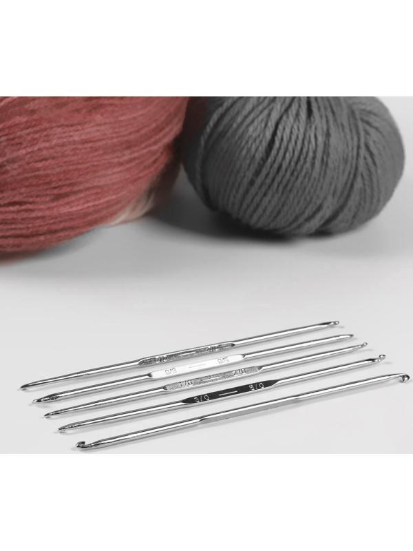 Набор двухсторонних крючков для вязания, 13 см, диаметр 0,5-3 мм МИКС, 5 шт