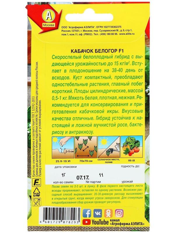 Семена Кабачок белоплодный 