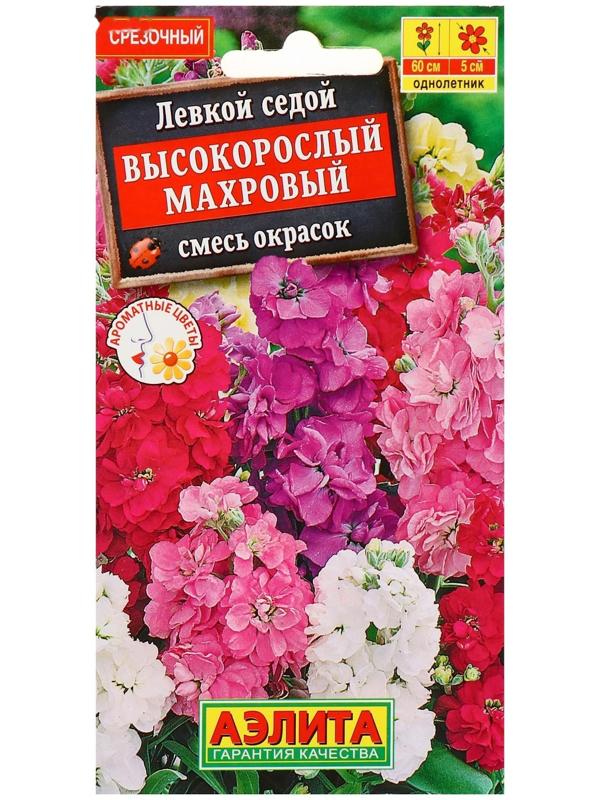 Семена цветов Левкой Высокорослый махровый, смесь окрасок, О, 0,1 г