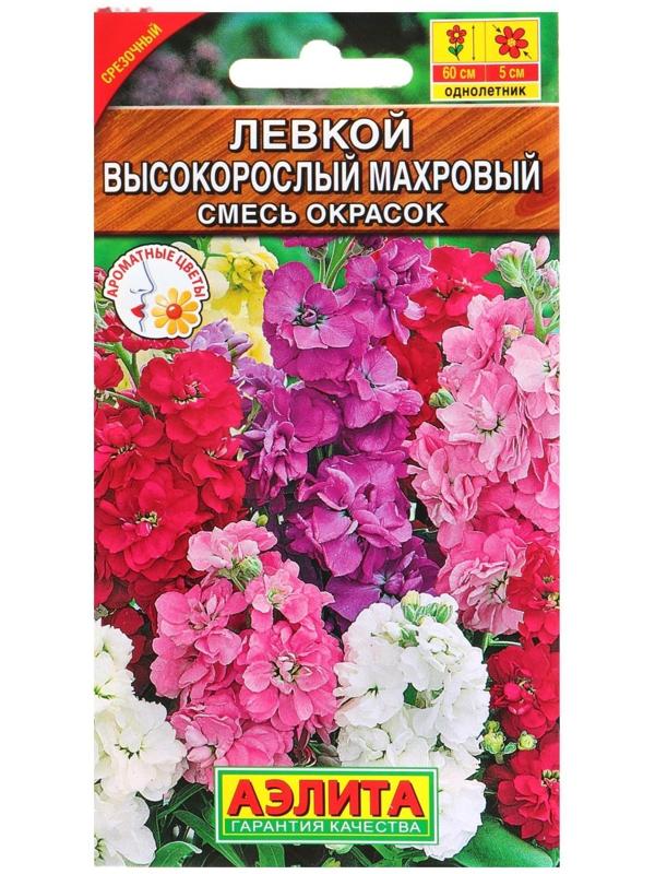 Семена цветов Левкой Высокорослый махровый, смесь окрасок, О, 0,1 г