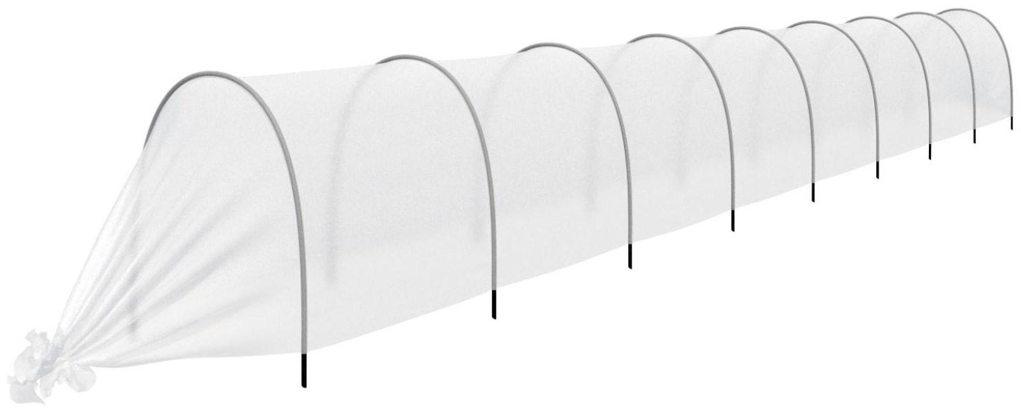 Парник прошитый, длина 8 м, 9 дуг из пластика, дуга L = 2.4 м, d = 16 мм, спанбонд 35 г/м², «уДачный»